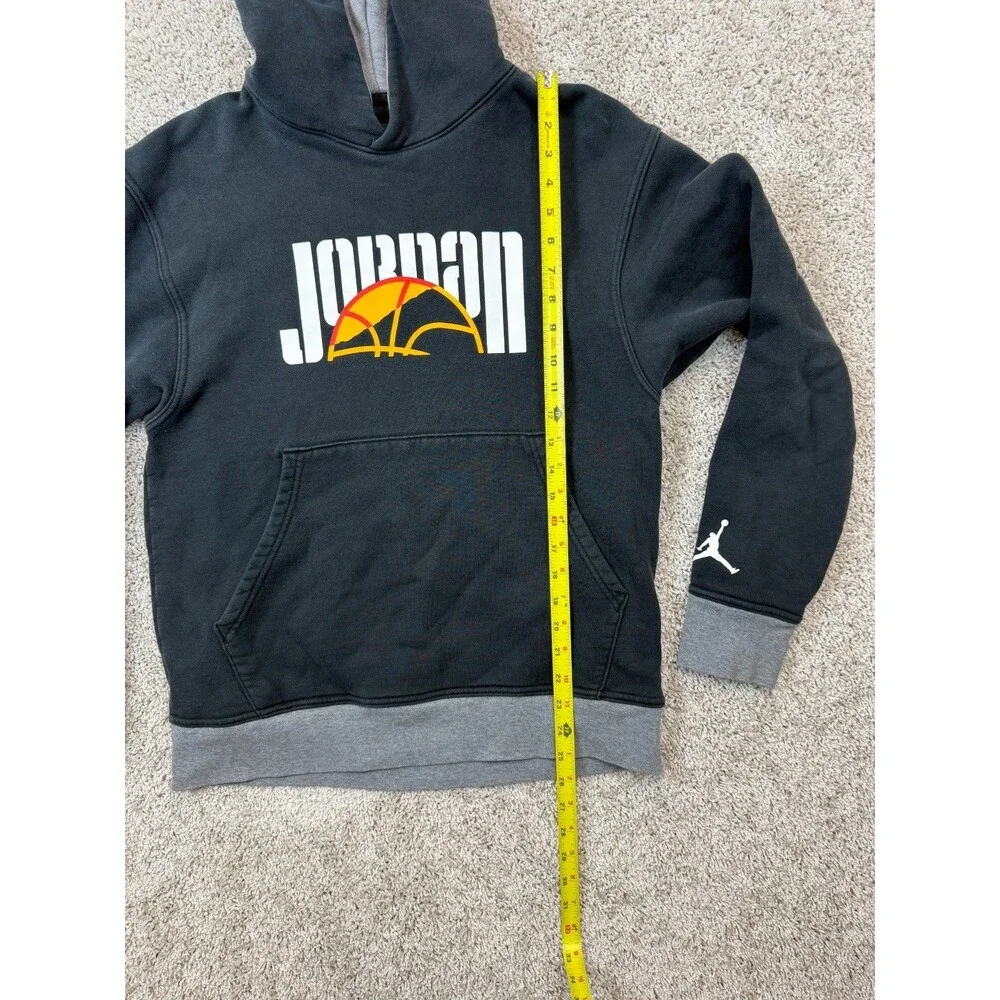 Nike Air Jordan Boys Hoodie Size S Black Gray Basketball Jumpman Pullover